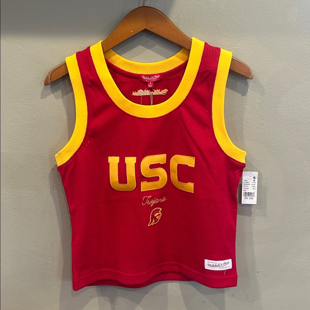 Mitchell & Ness NCAA USC Mesh Cropped Tank Top